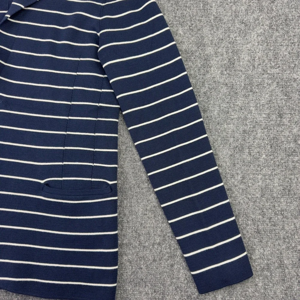Jack & Jones Blazer‎ Mens S Blue White Stripe Knit Slim Preppy Minimalist Career